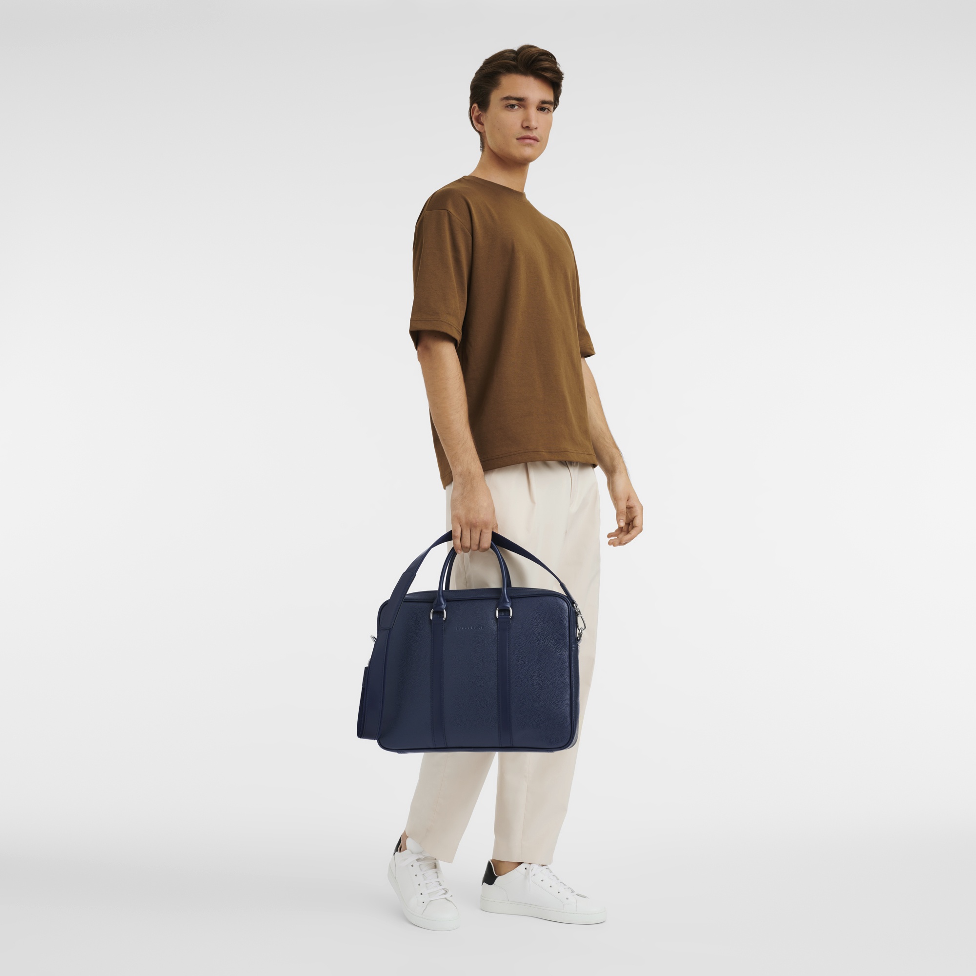 Le Foulonné S Briefcase Navy - Leather - 2