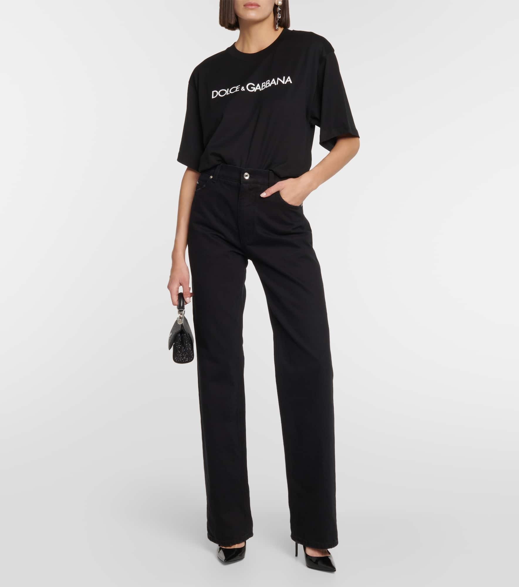 DG cropped cotton jersey T-shirt - 2