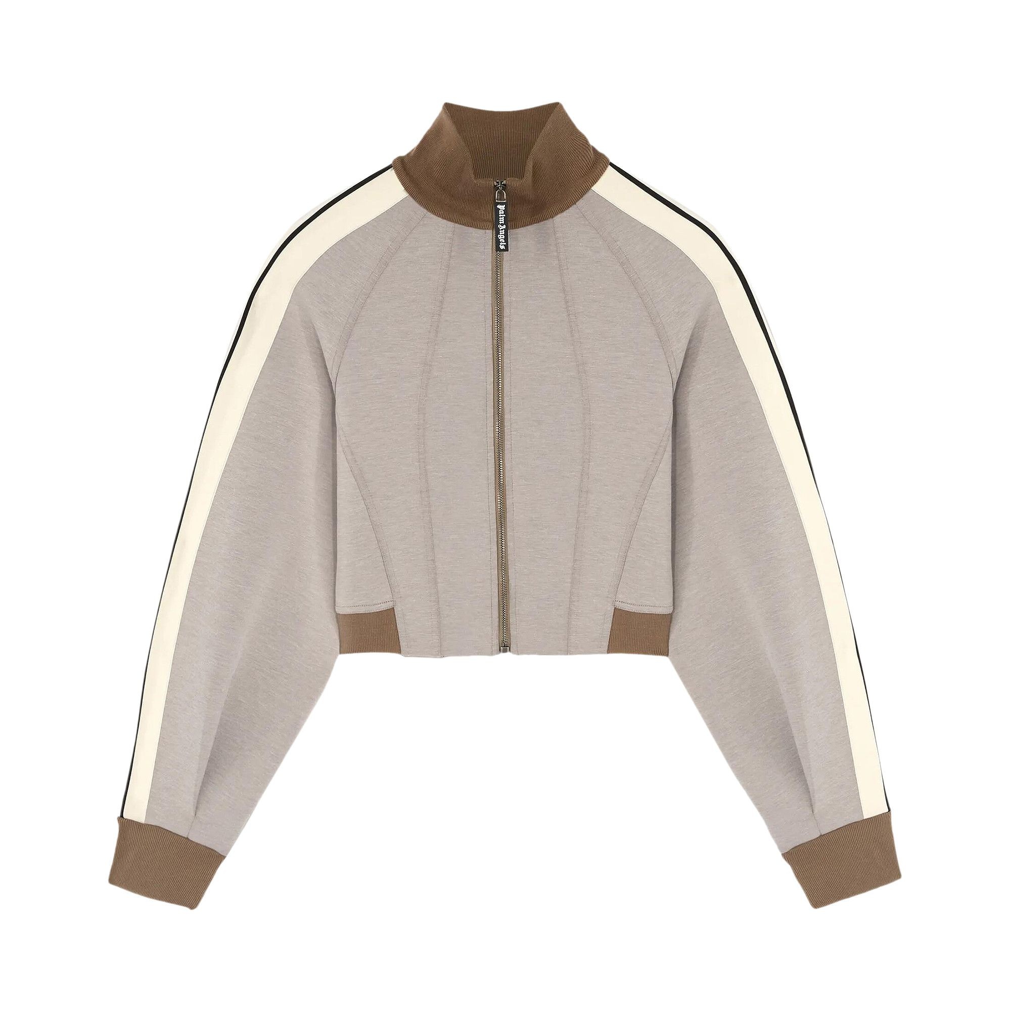 Palm Angels Neoprene Track Jacket 'Taupe/Off White' - 1