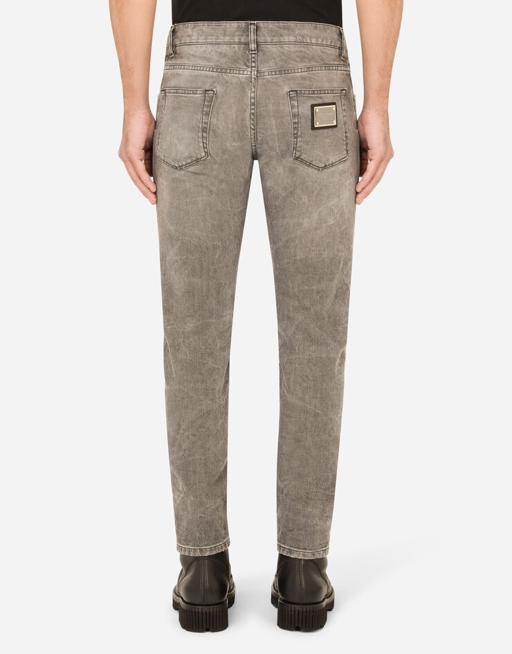 Gray wash slim-fit stretch jeans - 2