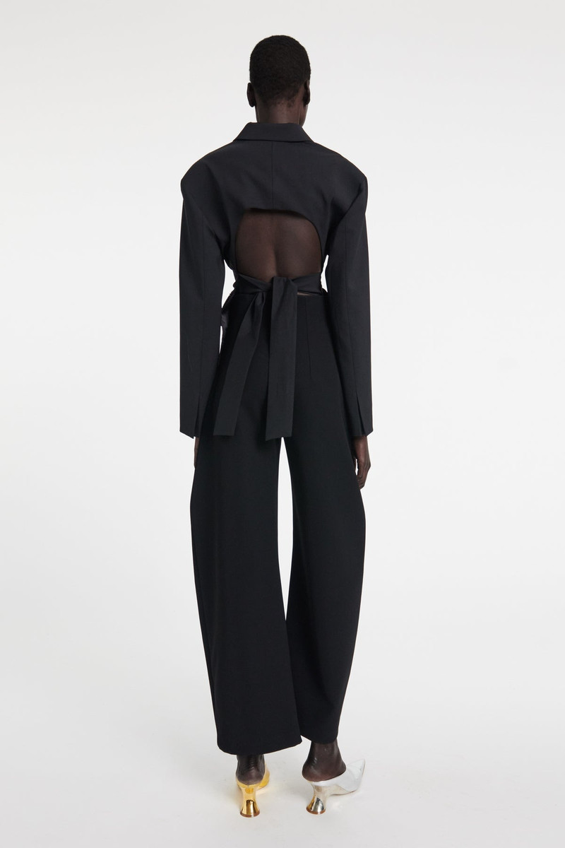 SINGLE BREASTED JACKET WITH BACK CUTOUT AND TIES BLACK 3