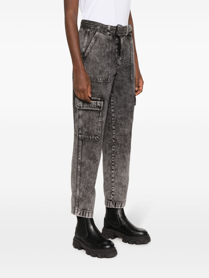 belted washed straight-leg jeans 3