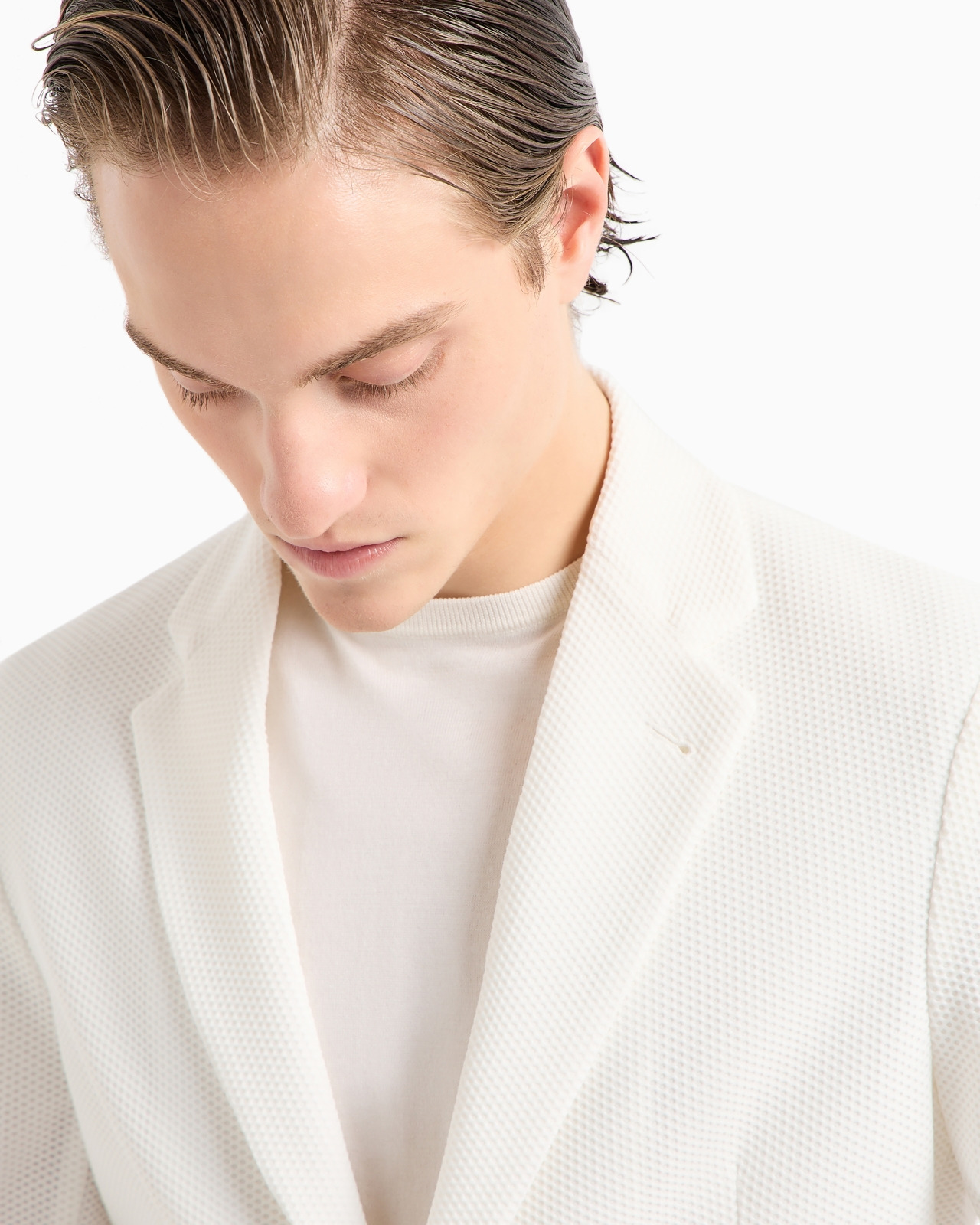 Single-breasted jacket in technical waffle fabric - 5