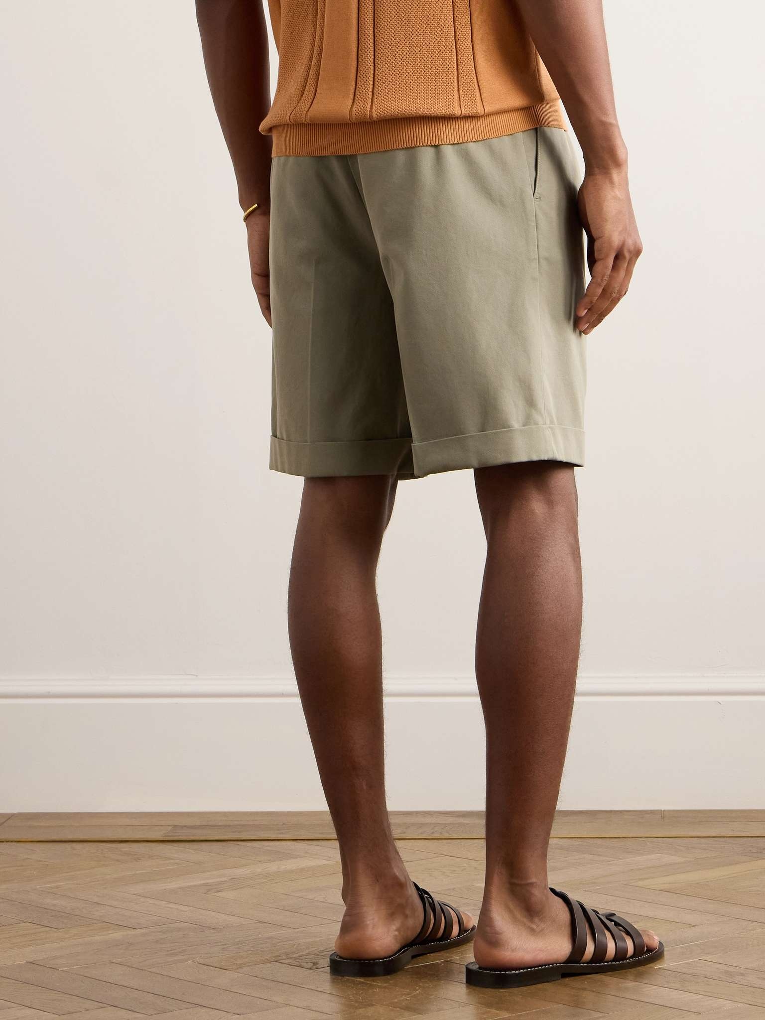 Straight-Leg Pleated Garment-Dyed Cotton-Twill Shorts - 4