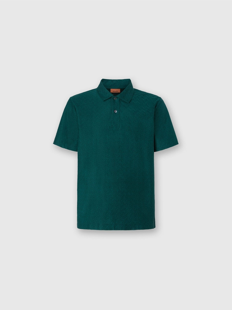 Tonal zigzag cotton jersey polo shirt 1
