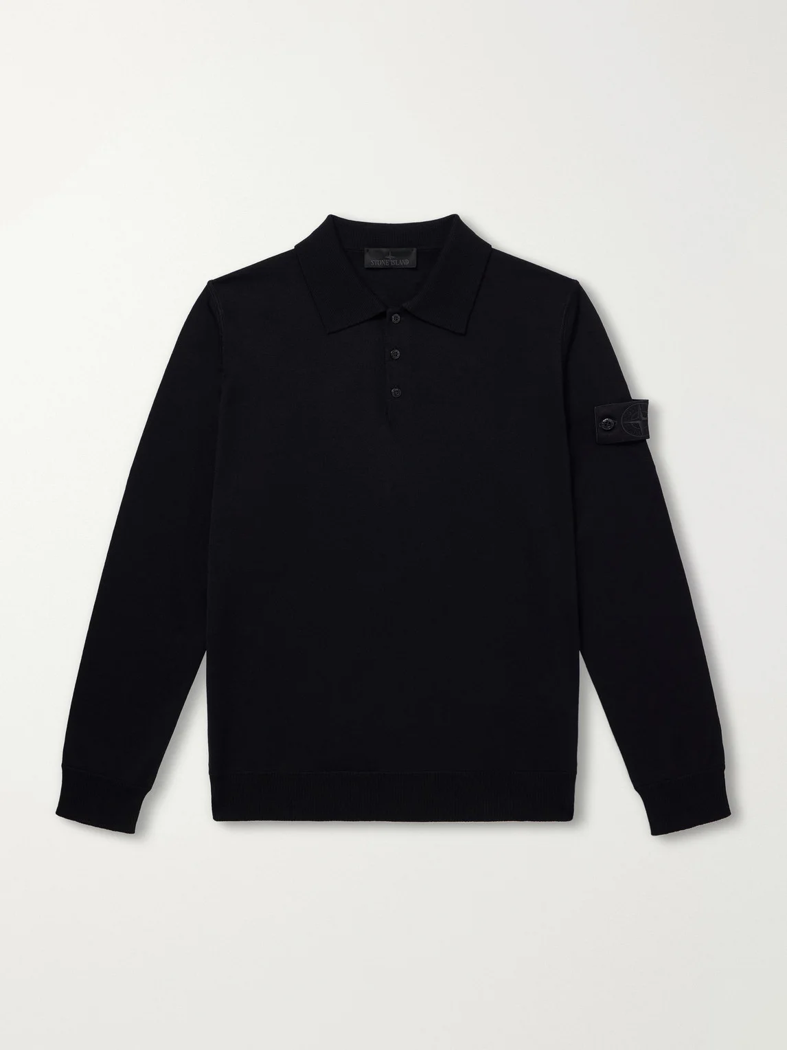 STONE ISLAND GHOST Knitted Virgin Wool Polo Sweater - 1