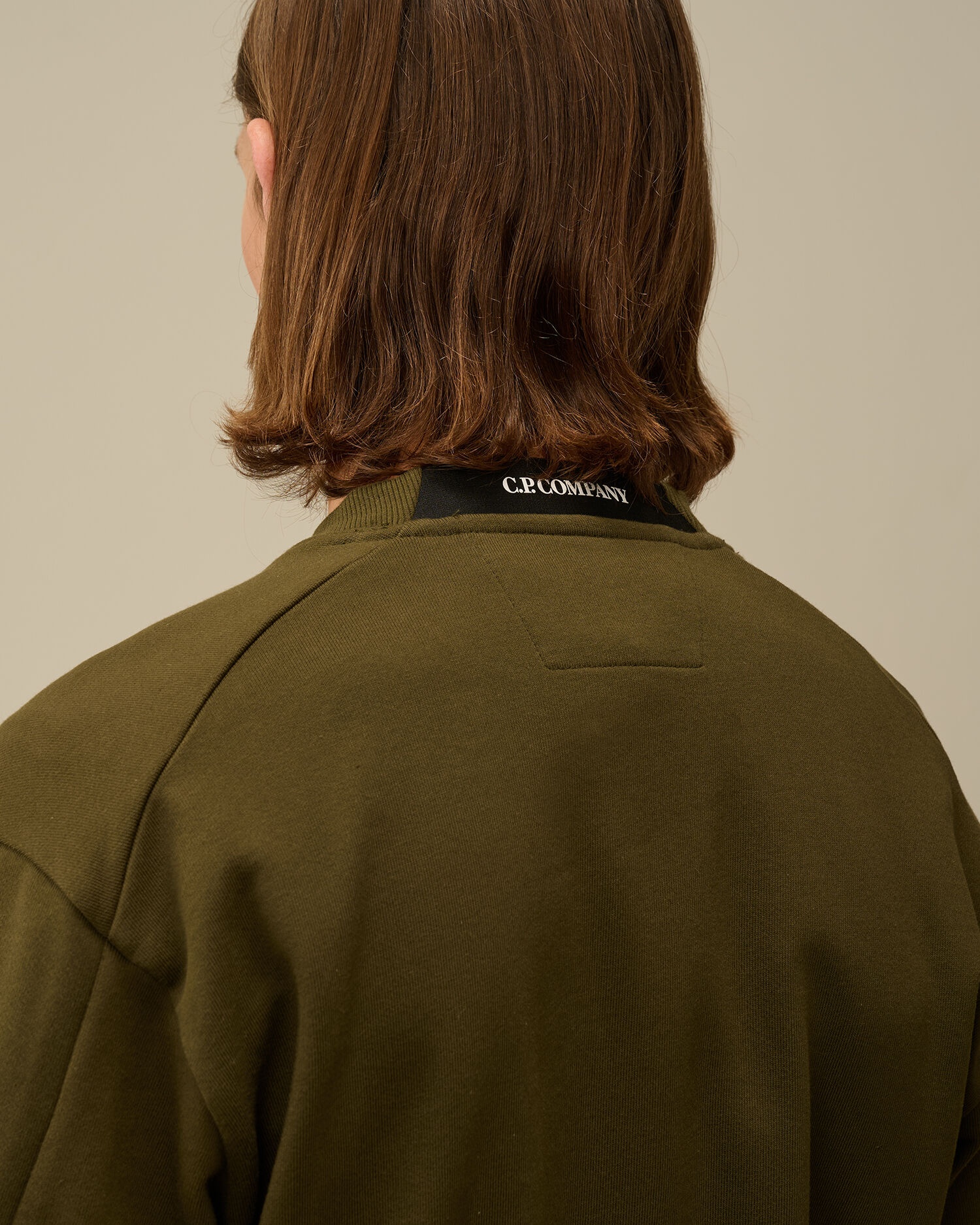 Diagonal Raised Fleece Crew Neck Lens Sweatshirt - 5