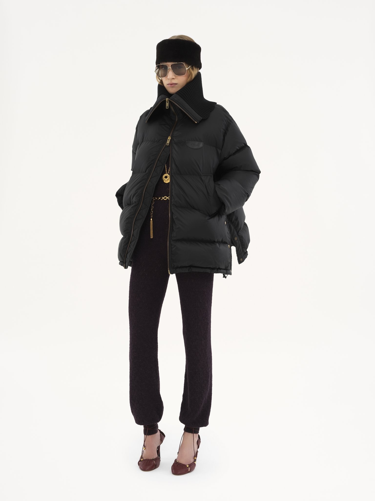 HIGH-NECK PUFFER JACKET IN SHINY NYLON - 3