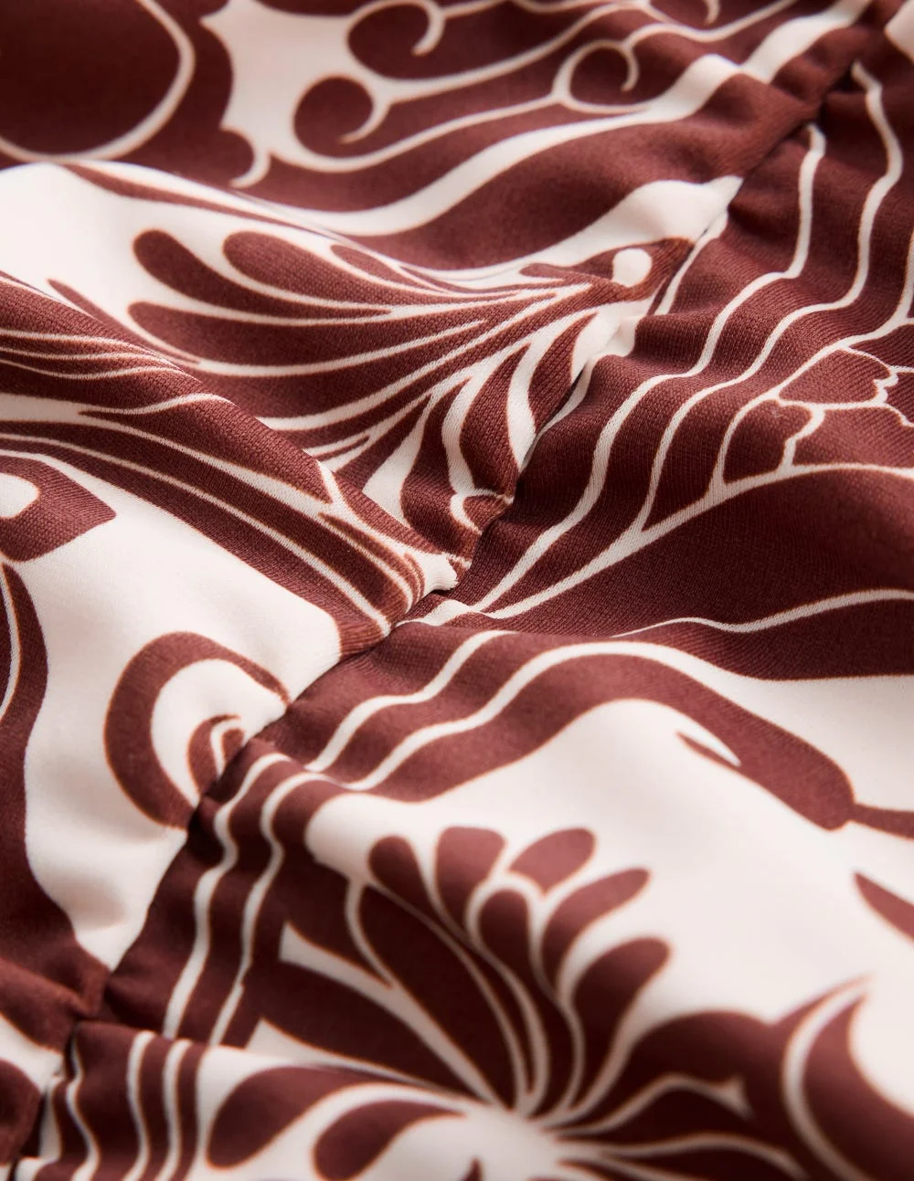 Gather String Swimsuit-Hot Chocolate, Foliage Whirl - 1