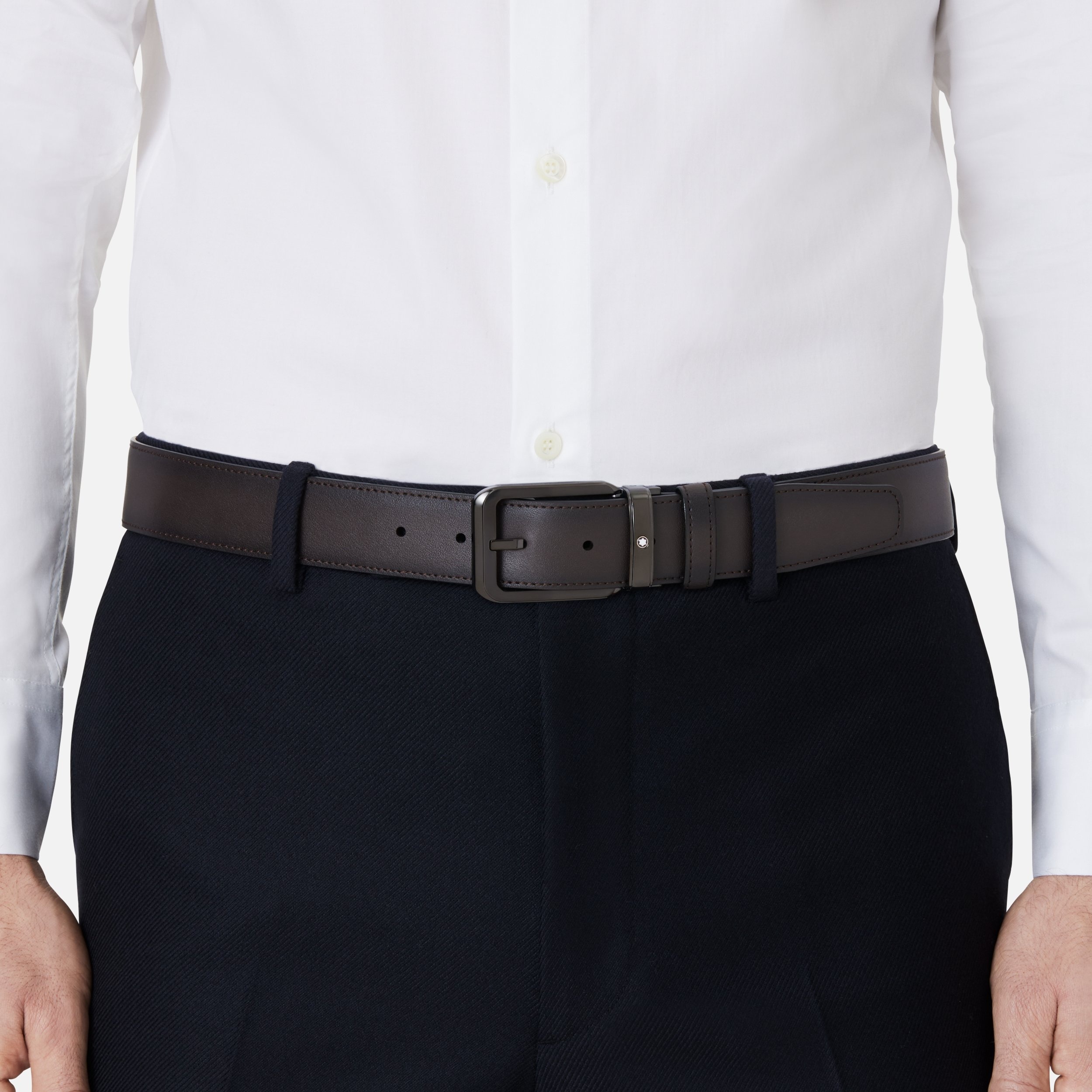 Shaded brown 35 mm leather belt - 4