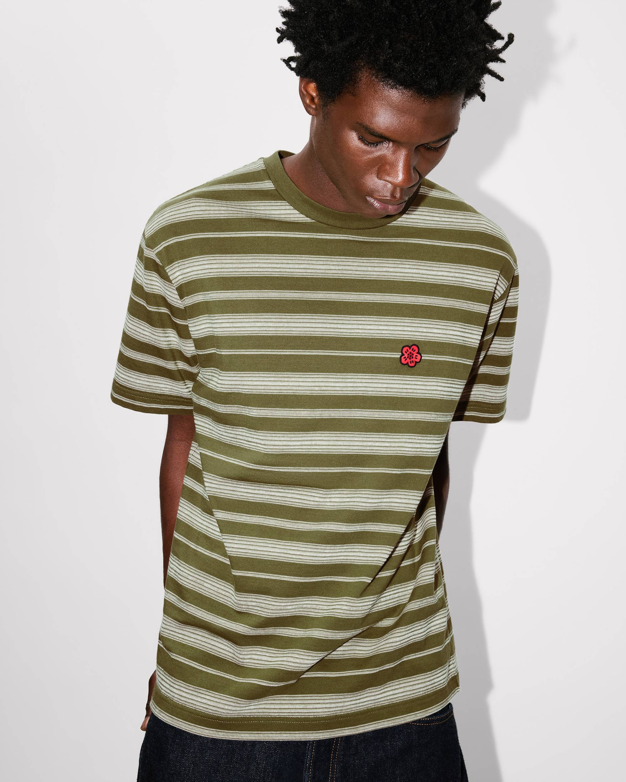 'Boke Flower' striped embroidered T-shirt in cotton - 8