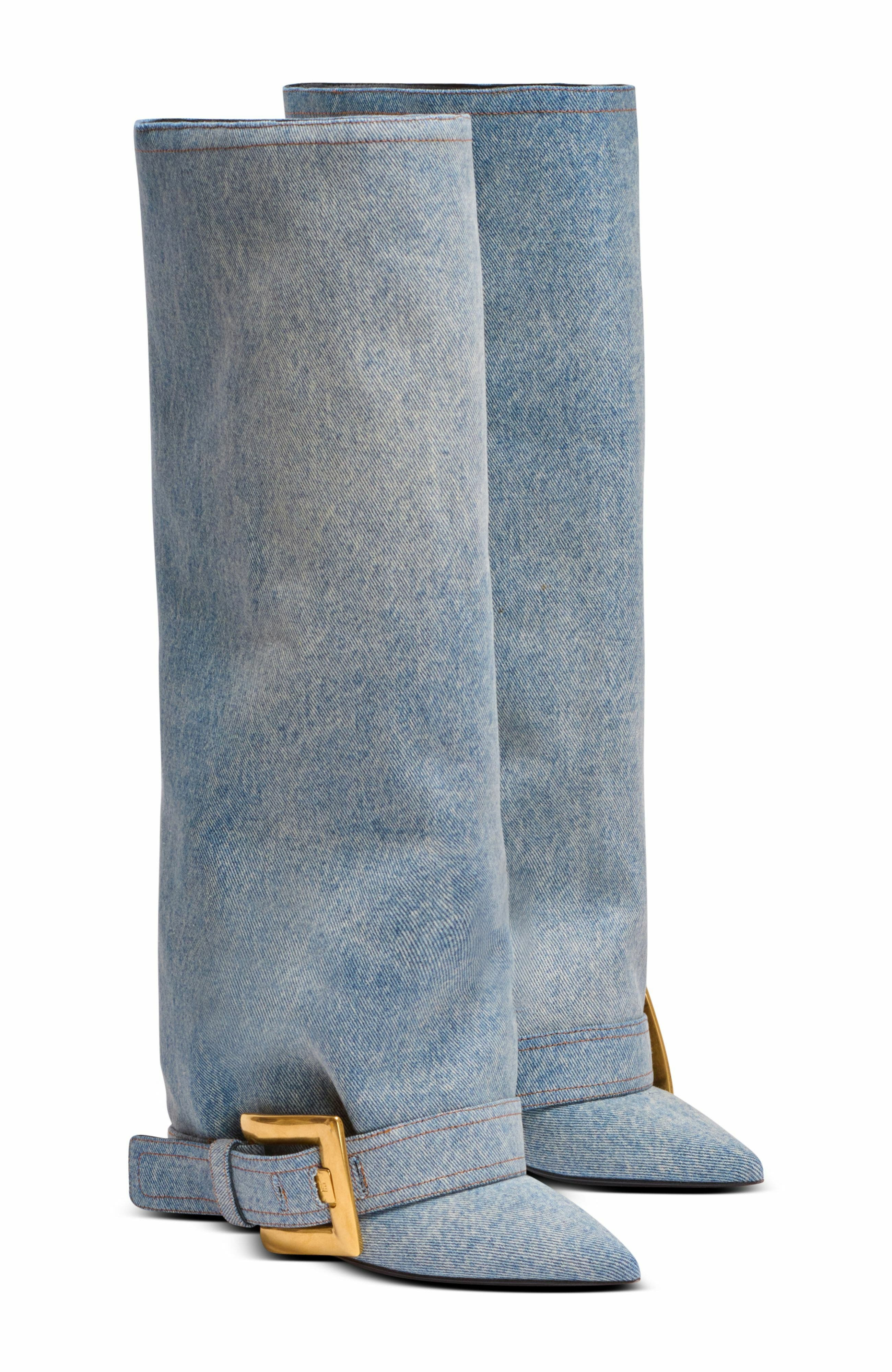 Balmain Anthem denim boots in Blue at Nordstrom - 1