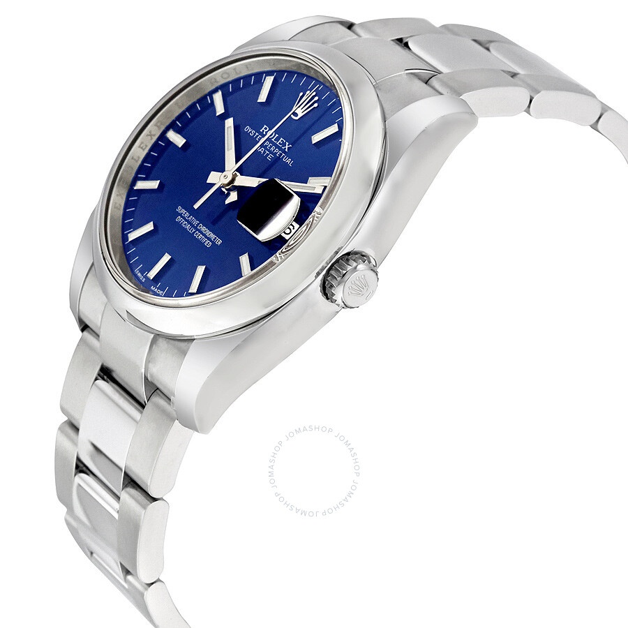 Rolex Oyster Perpetual Date 34 Blue Dial Stainless Steel Bracelet Automatic Men's Watch 115200BLSO - 2