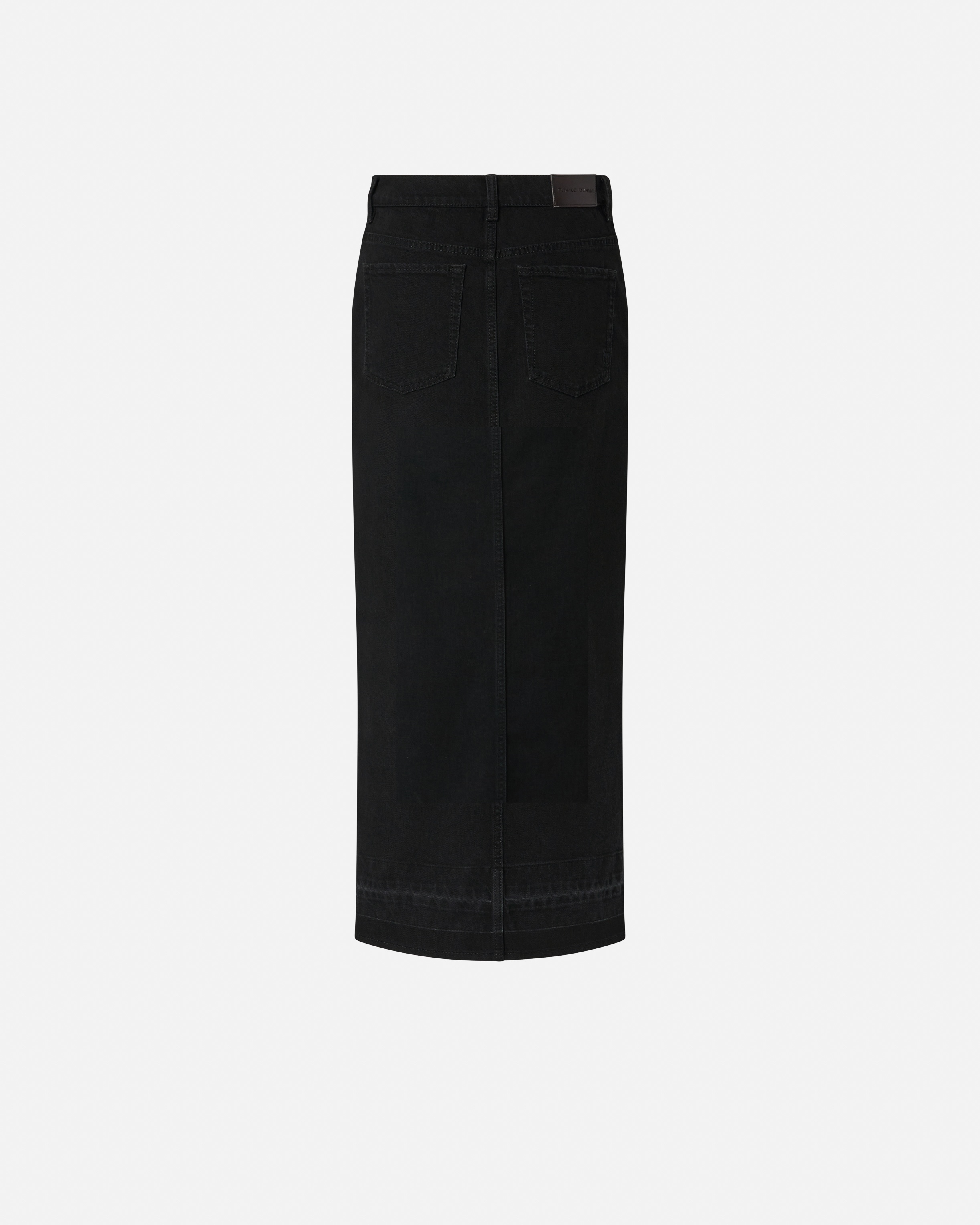 LONG SKIRT IN BLACK DENIM WITH SLIT - 6