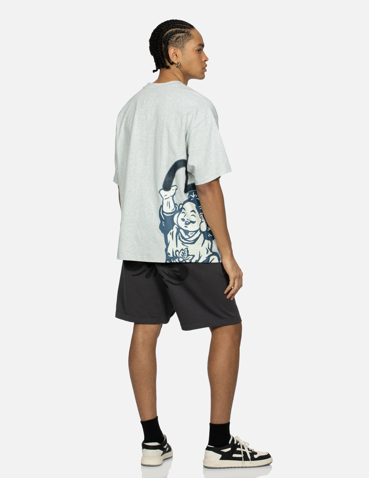 GODHEAD PRINT AND SEAGULL EMBROIDERY LOOSE FIT T-SHIRT - 4