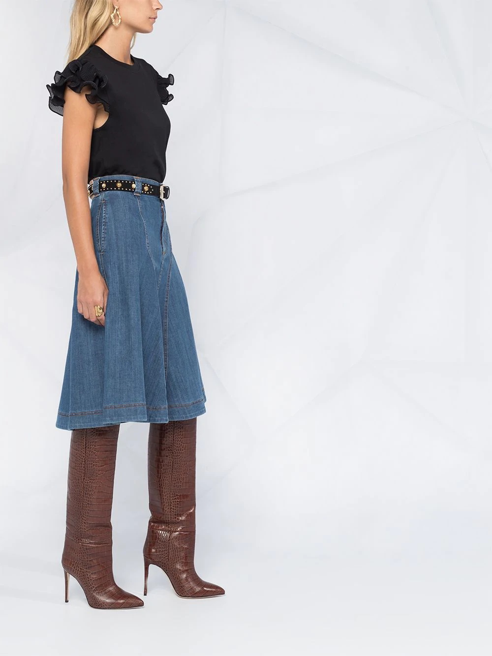 denim flared skirt - 4