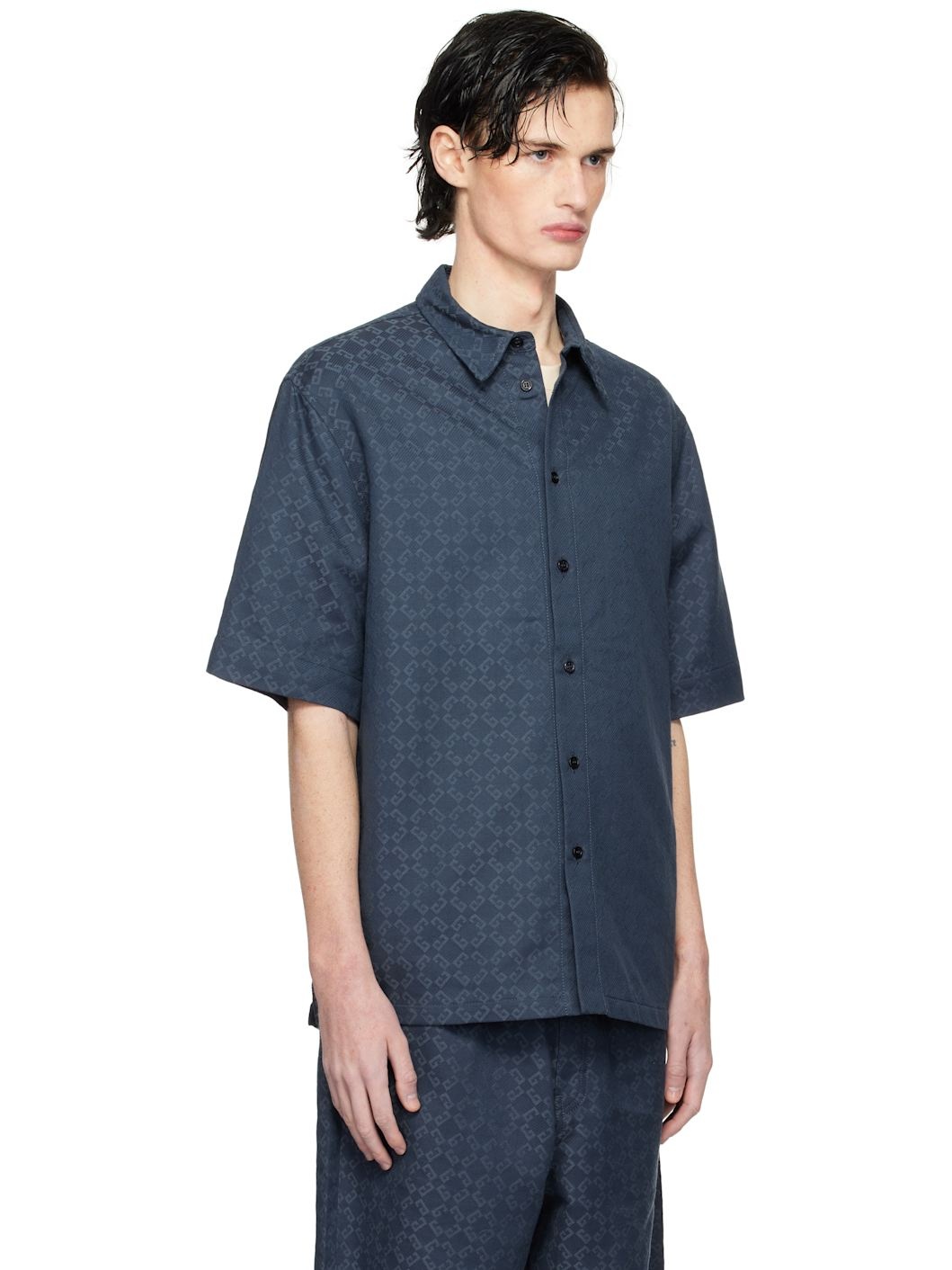Navy Shiny Monogram 72 Denim Shirt - 2