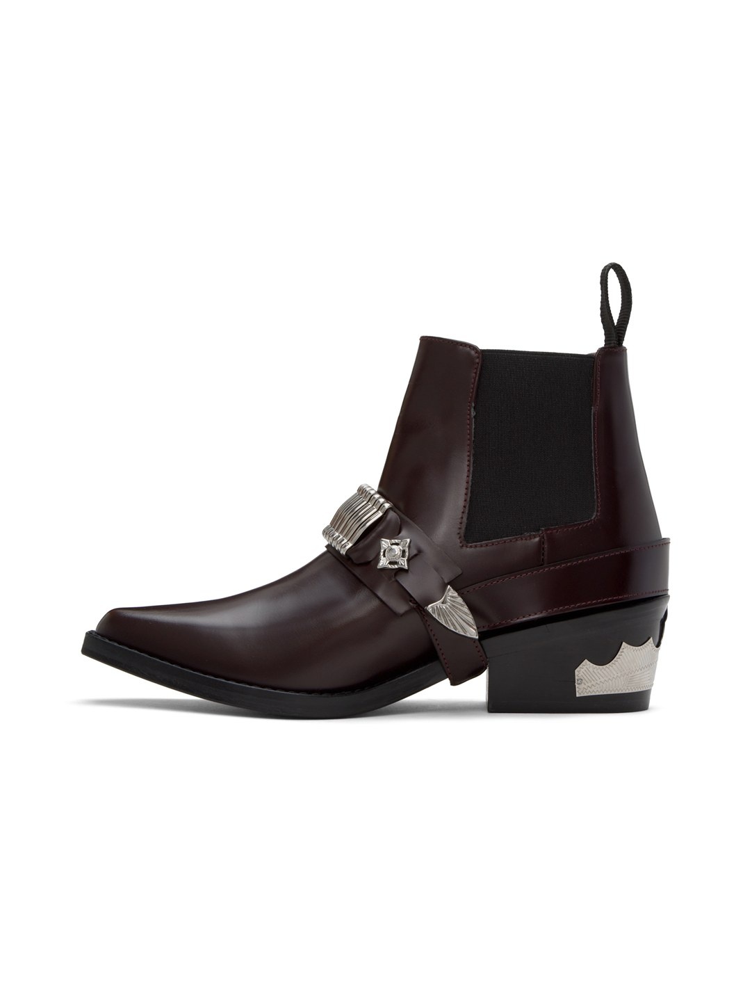 Burgundy Ankle Strap Chelsea Boots - 3