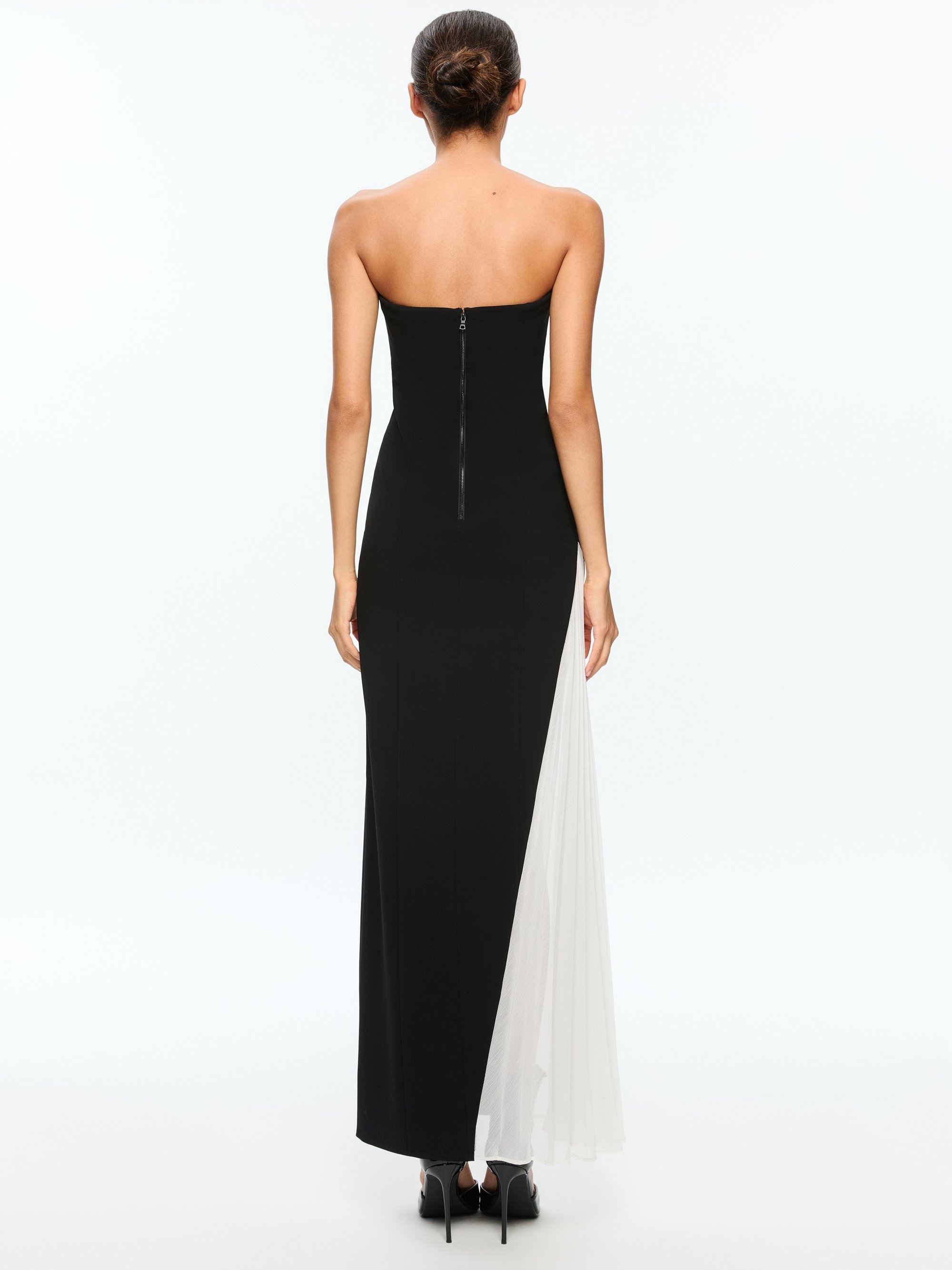 RETHA STRAPLESS MAXI DRESS WITH PLEATED GODET - 3