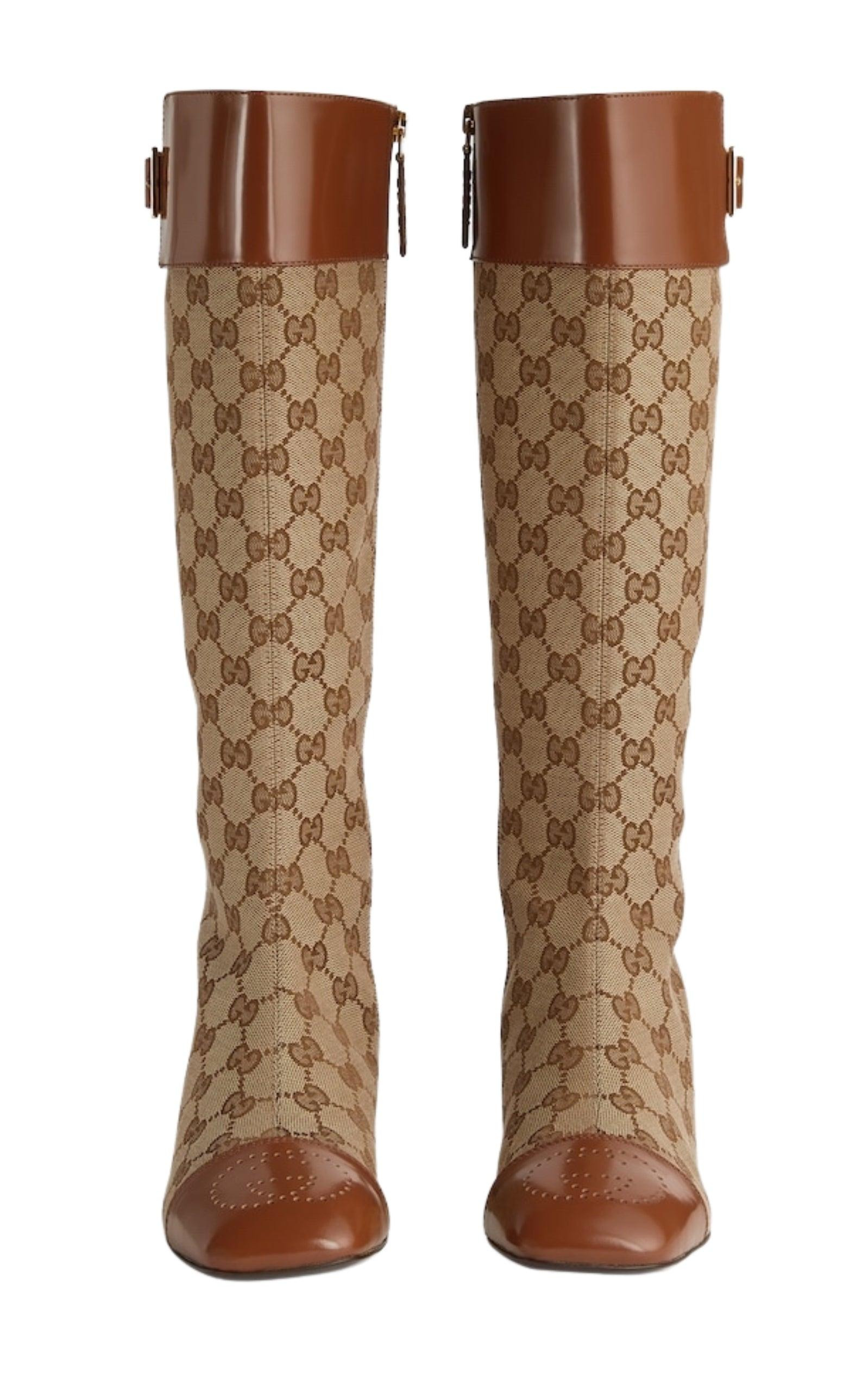 Ellis GG-Monogram Canvas Knee-High Boots - 6
