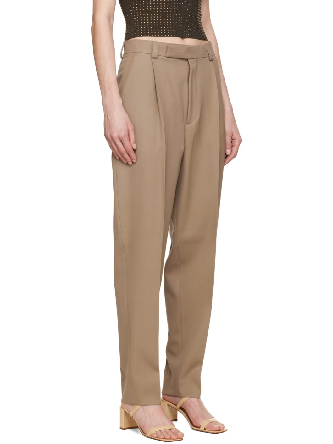 SSENSE Exclusive Beige Pleated Trousers - 2