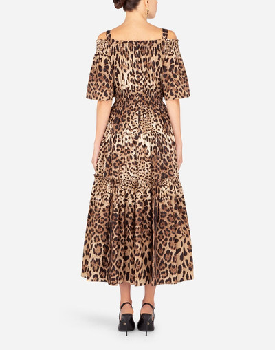 Dolce & Gabbana Long leopard-print poplin dress outlook