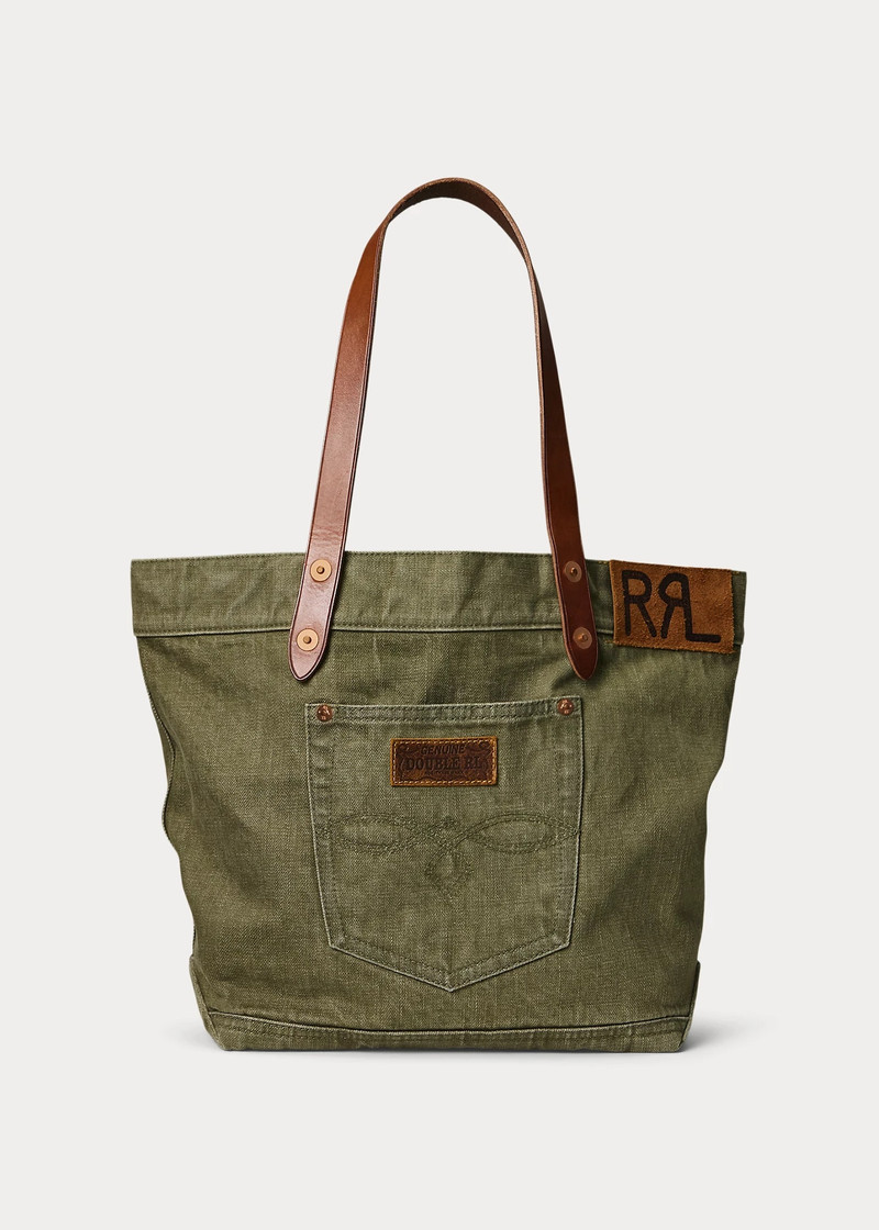 Leather-Trim Twill Tote 1