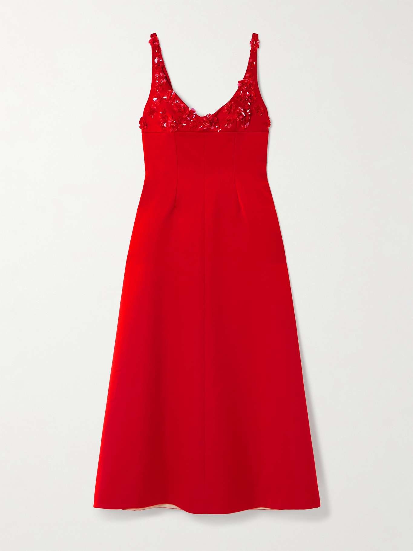 Abella darted embellished satin midi dress Red - 1