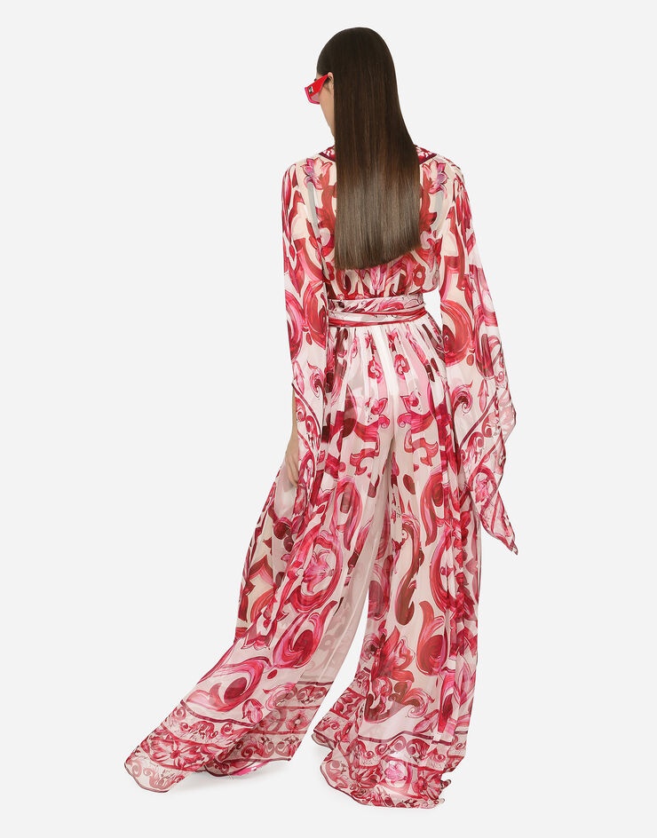 Long Majolica-print chiffon dress - 3