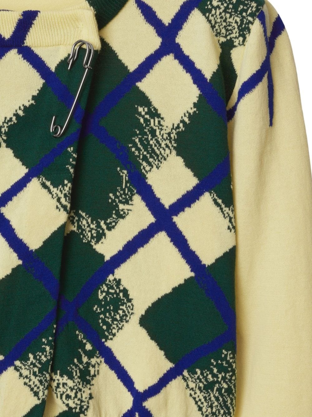 argyle-intarsia cropped cotton jumper - 5