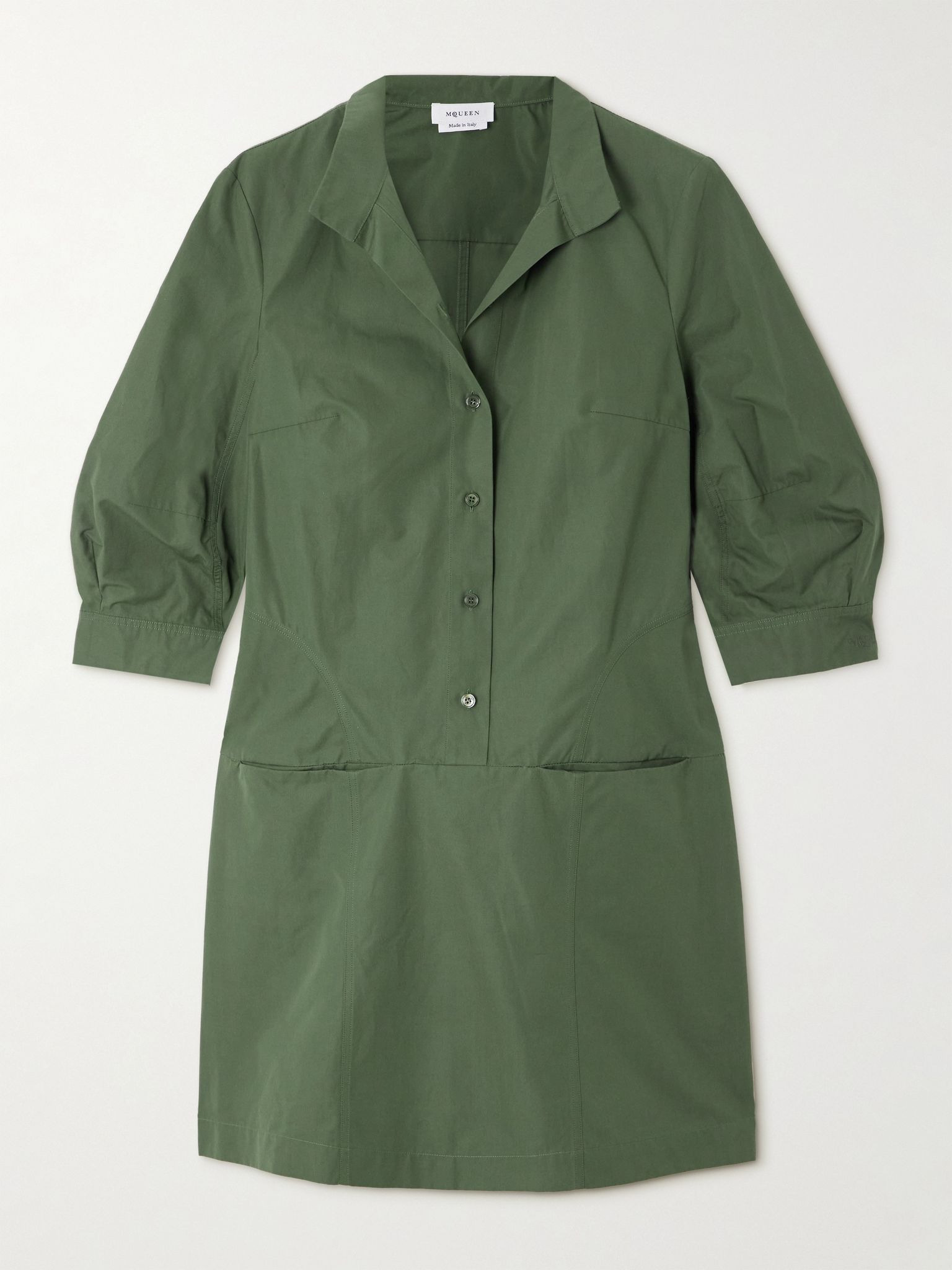Cotton-poplin mini dress Green - 1