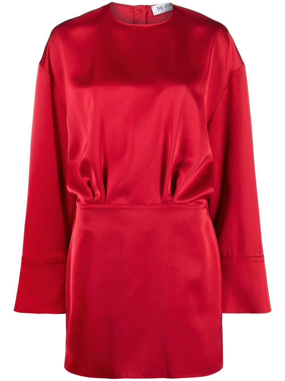 long-sleeve satin dress - 1
