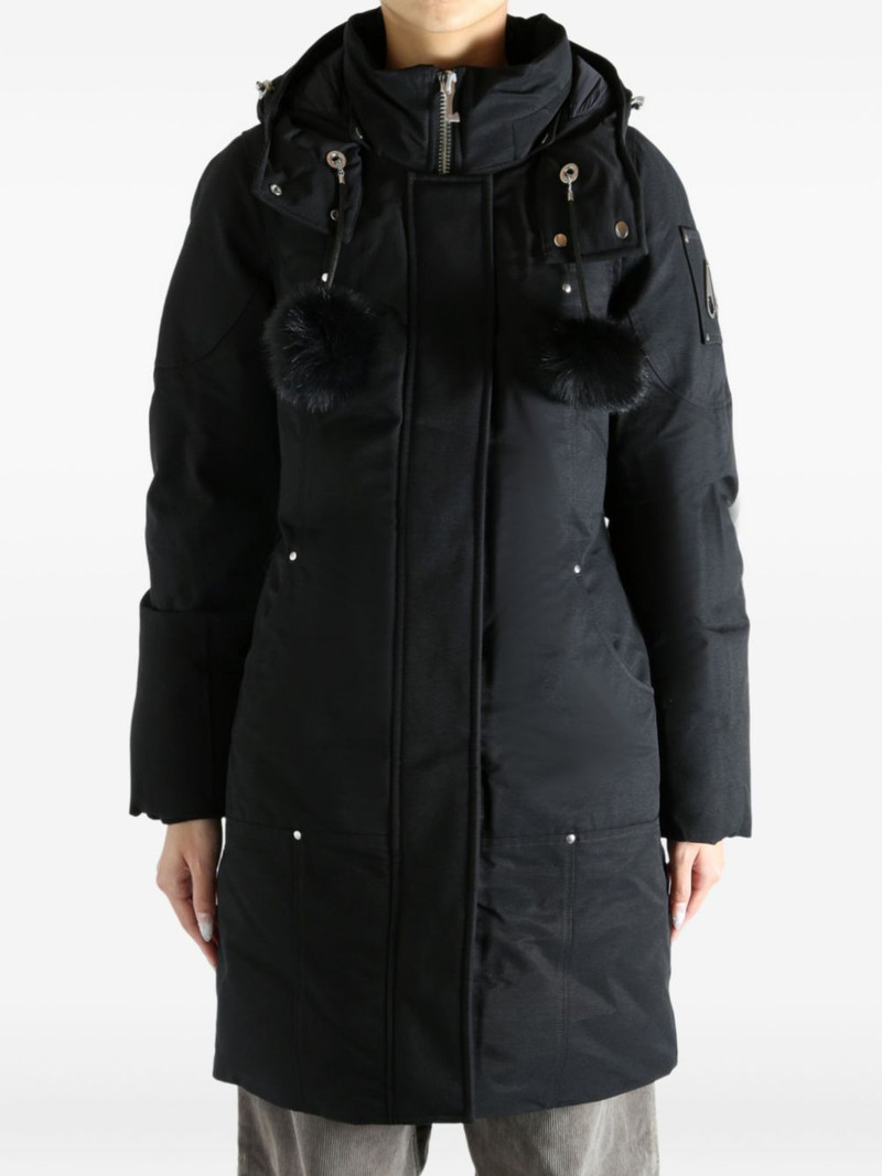 MOOSE KNUCKLES fur pompom hooded coat outlook