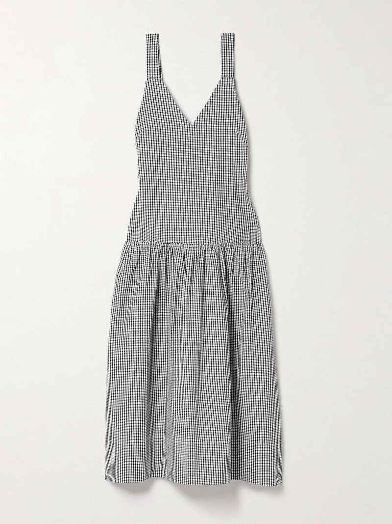Sasha ruffled gingham cotton and linen-blend midi dress 1