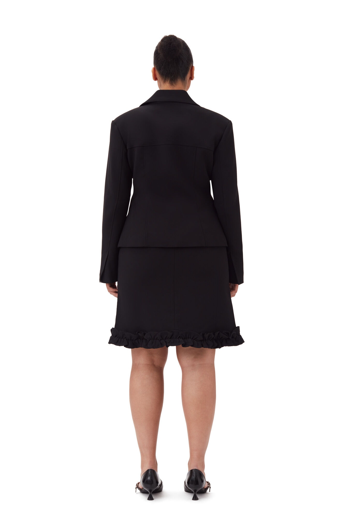 BLACK BONDED CREPE FITTED BLAZER - 10