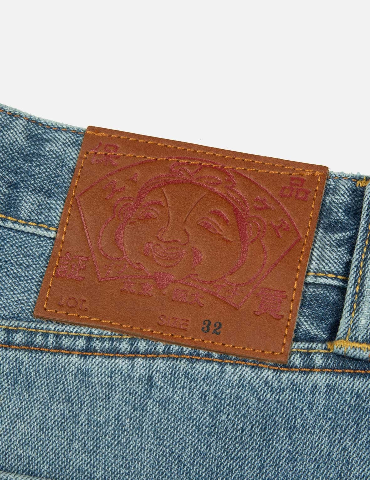 Leather Inlay and Seagull Pockets Baggy Fit Jeans - 12