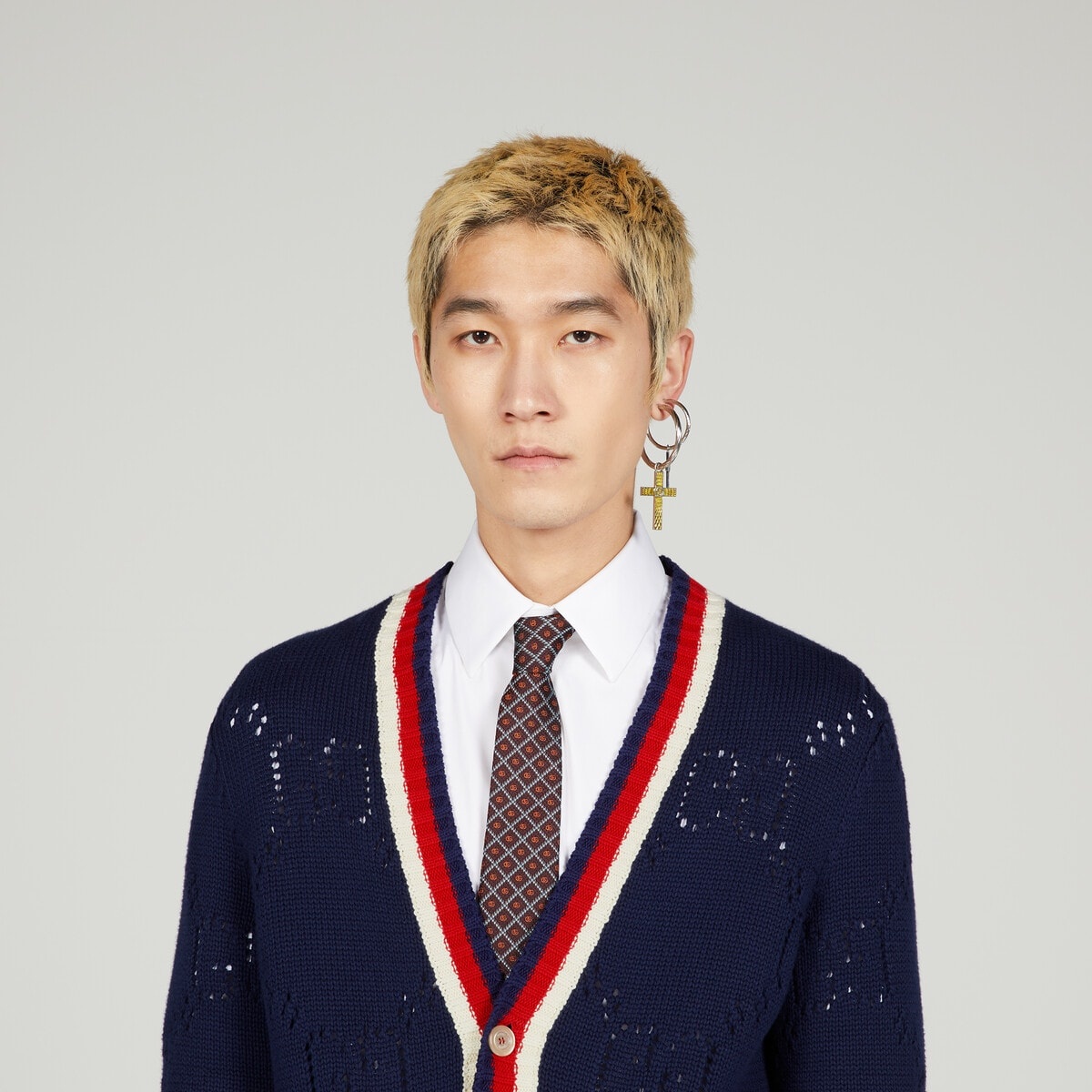Double G check silk jacquard tie - 3