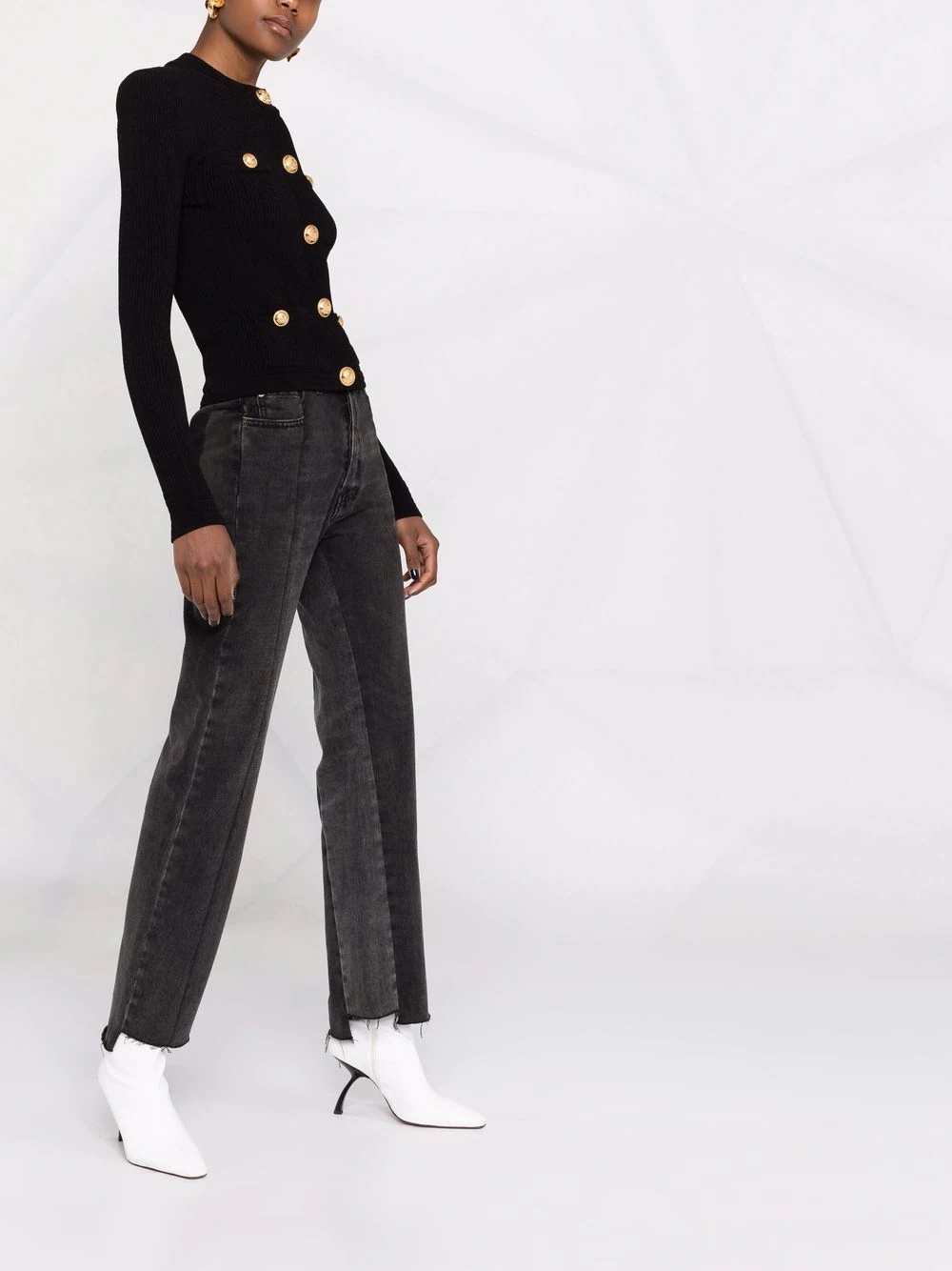 button-embellished ribbed cardigan - 6
