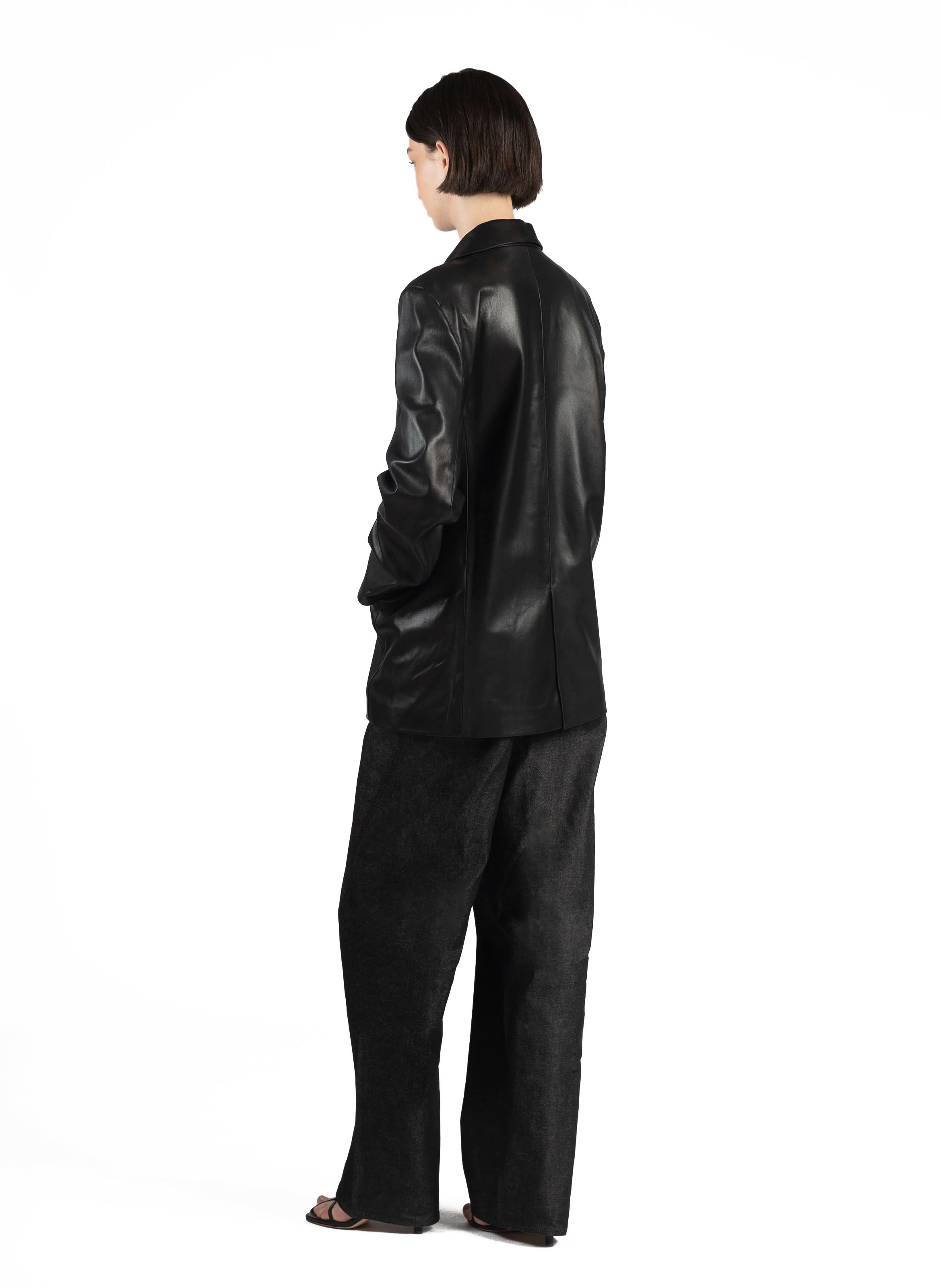 Leather Suit Jacket/Black - 3