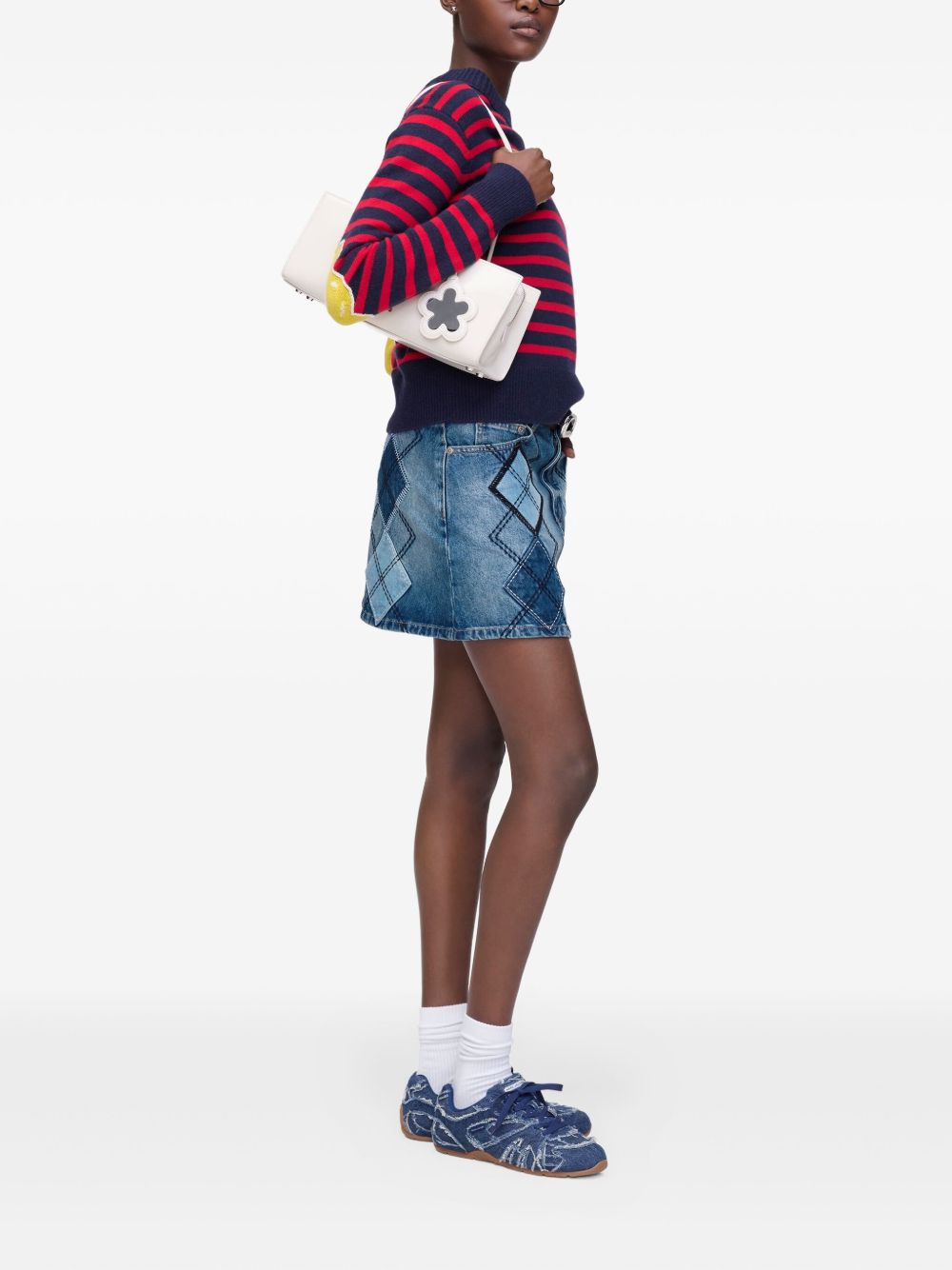 patchwork denim skirt - 2