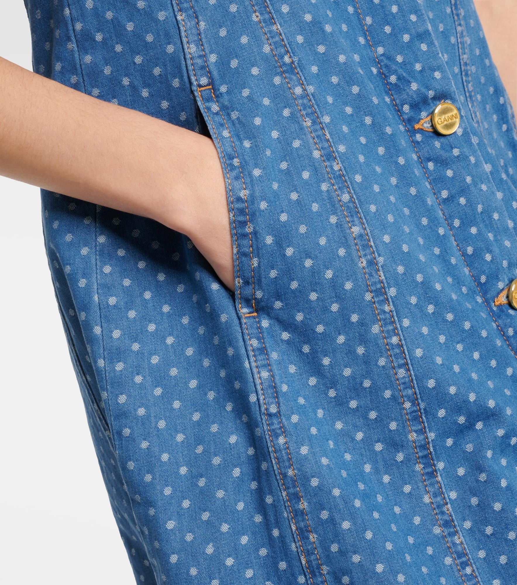 Polka-dot denim minidress - 5