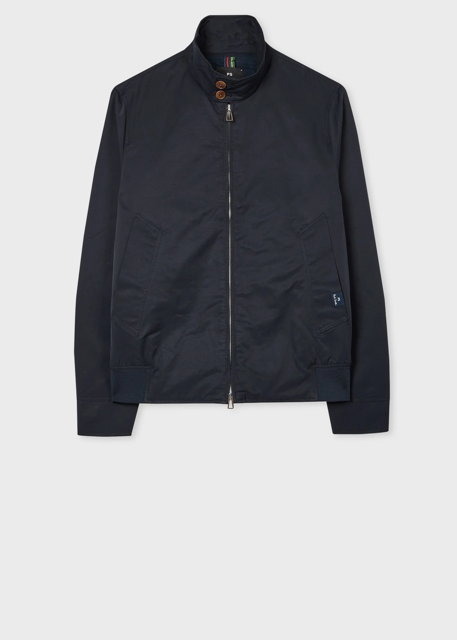Navy Cotton-Nylon Harrington Jacket - 1