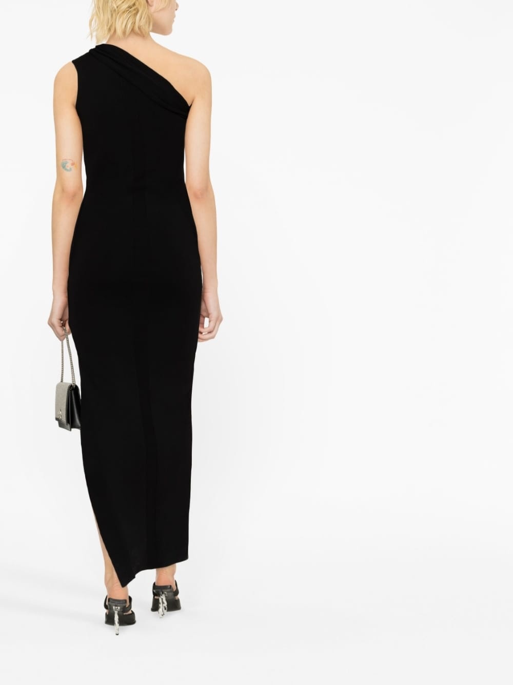 Rick Owens asymmetric draped velvet midi dress - Neutrals