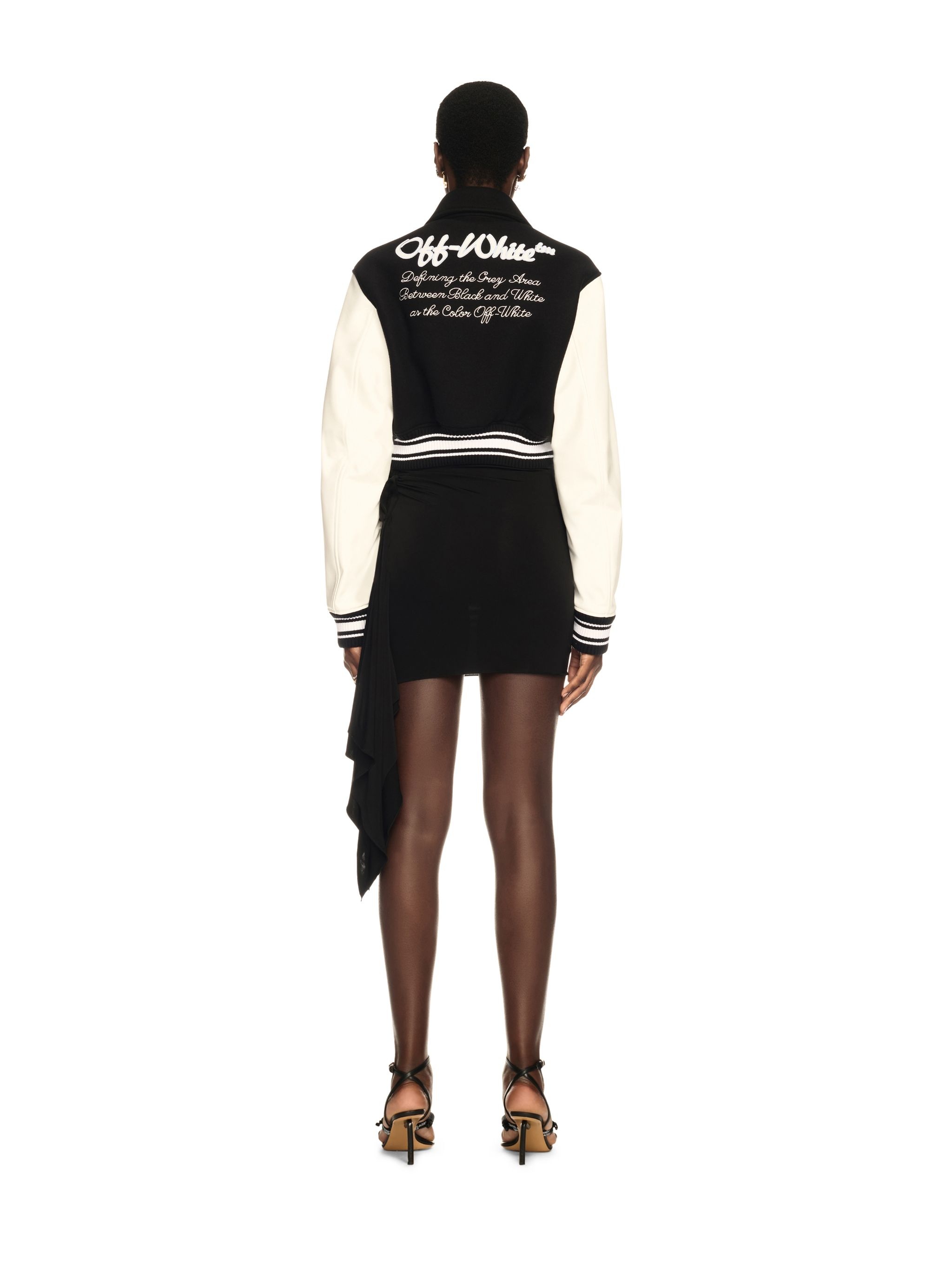 Black/white Cropped Varsity Jacket - 4