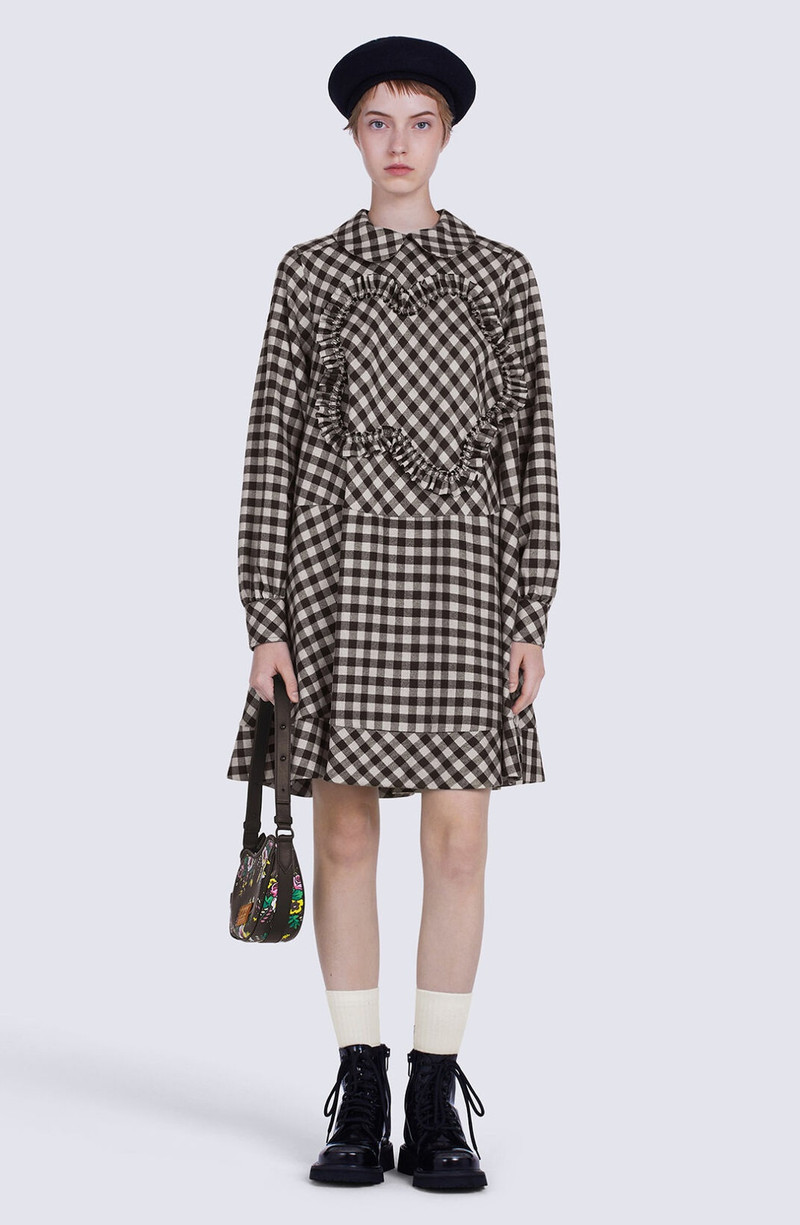 KENZO Flared gingham wool dress outlook