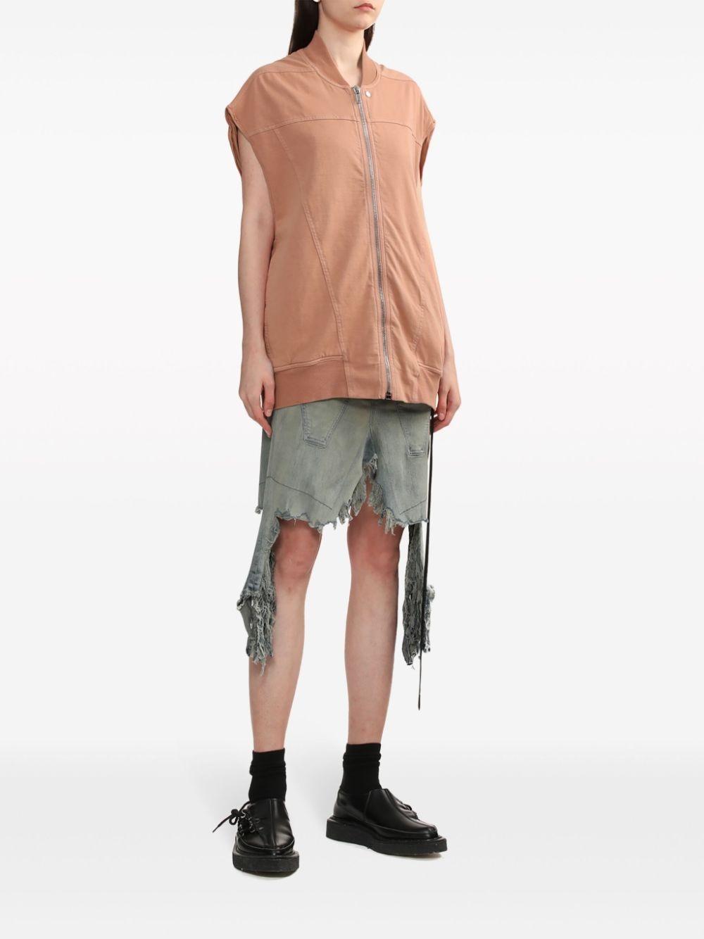 zip-up cotton gilet - 2