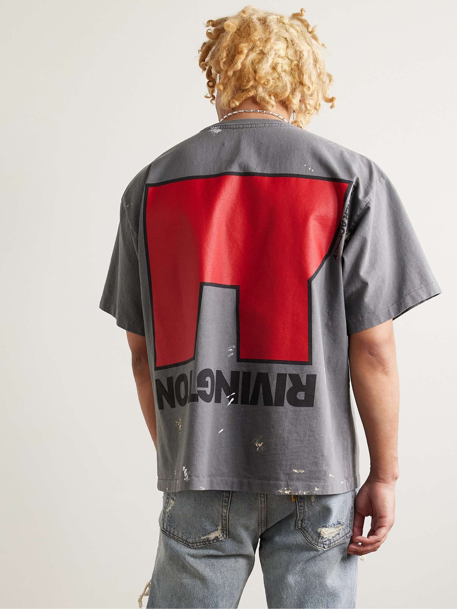 Love Stuff Paint-Splattered Logo-Print Cotton-Jersey T-Shirt - 3