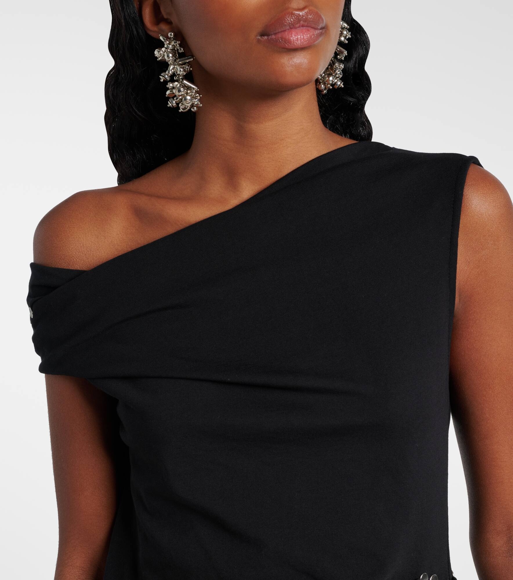 Gathered embellished jersey midi dress - 4