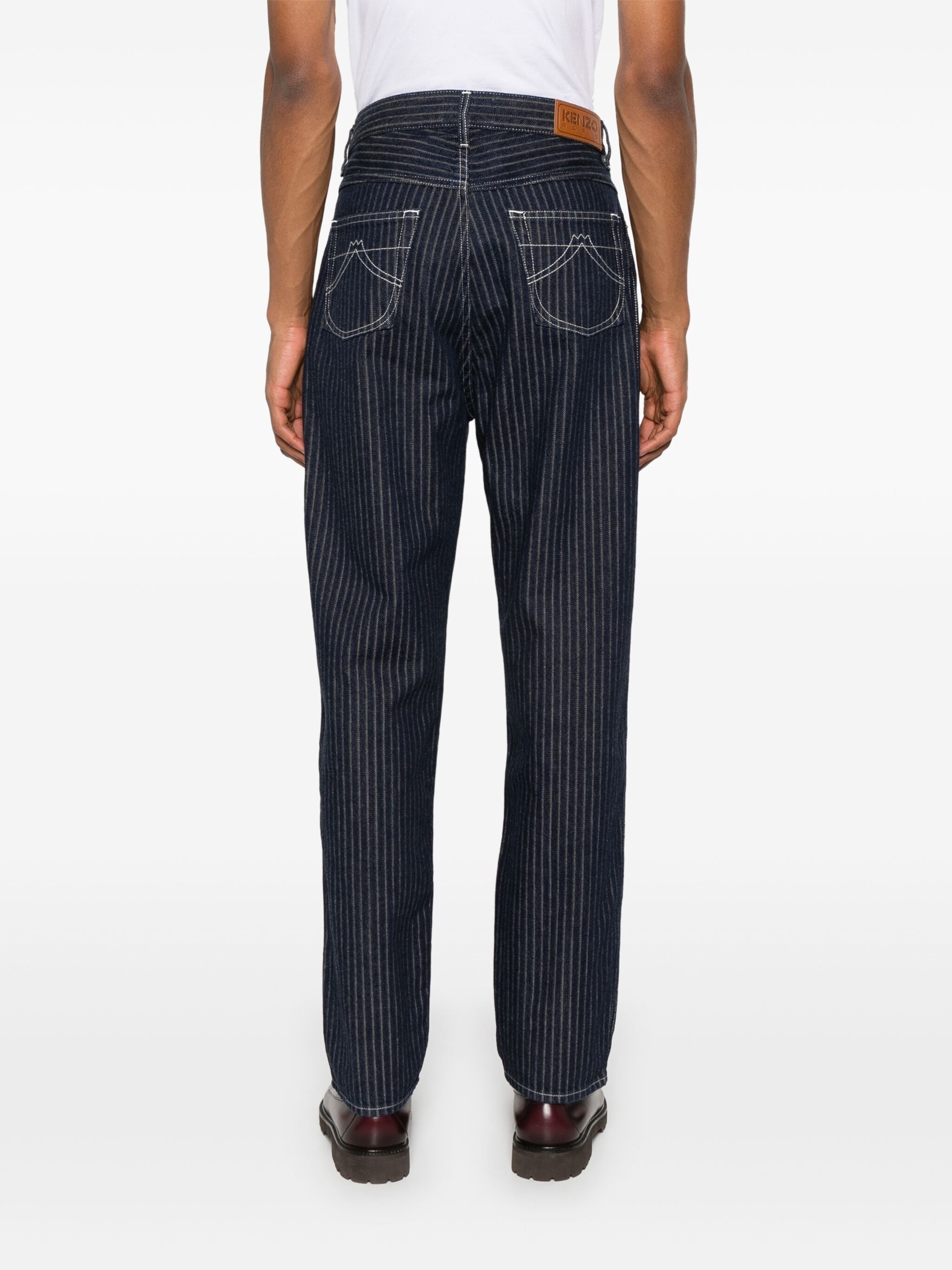 TAPERED-LEG PINSTRIPED JEANS - 4