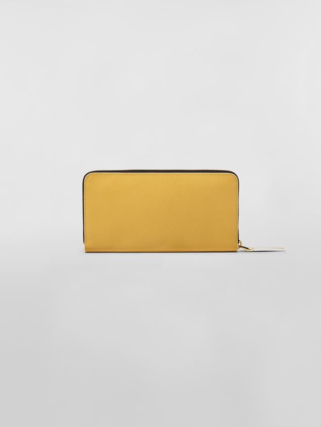 RECTANGULAR ZIP-AROUND WALLET IN MONO-COLOURED SAFFIANO LEATHER - 3